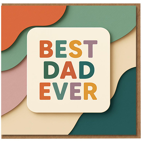 Best Dad Ever Birthday Card - Retro Multicolour Typography Design with Rounded Corners | Heartfelt Card for Dad, Father or Stepdad