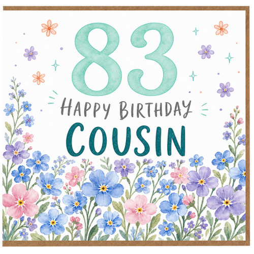 83rd Birthday Card for Cousin, Happy Birthday Floral Watercolour Card