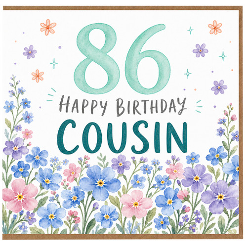 86th Birthday Card for Cousin, Floral Happy Birthday Card