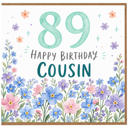 89th Birthday Card for Cousin, Happy Birthday Floral Cousin Card