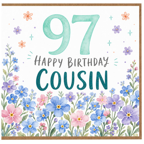 97th Birthday Card for Cousin, Floral Happy Birthday Cousin Card