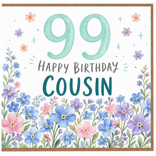 99th Birthday Cousin Card, Happy Birthday Floral Card