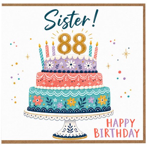 88th Birthday Sister Card, Happy Birthday Sister 88 Today Card