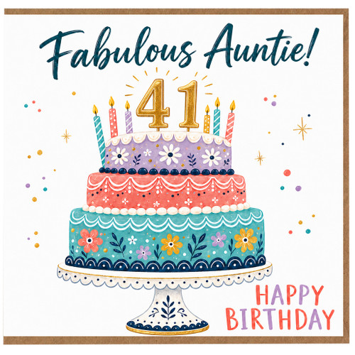 41st Birthday Card for Auntie, Fabulous Auntie Happy Birthday Card
