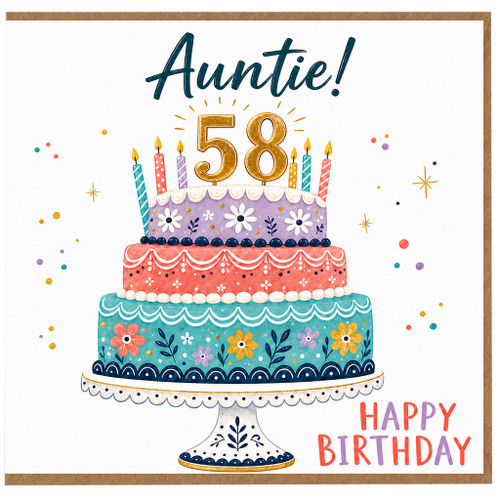 58th Birthday Card for Auntie, Happy Birthday Auntie Card