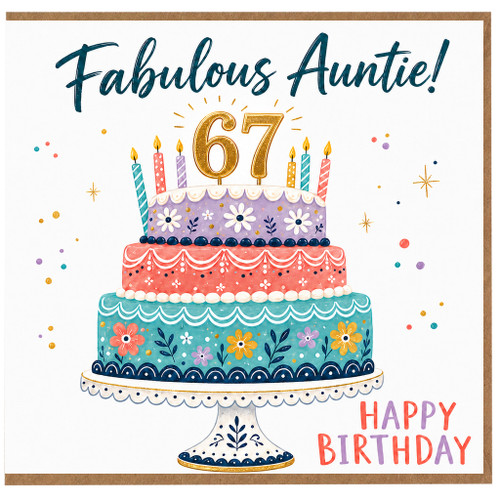 Auntie 67th Birthday Card, Fabulous Auntie Happy Birthday Card