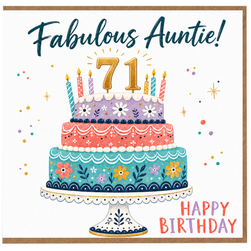 71st Birthday Card for Auntie, Fabulous Auntie Happy Birthday Card