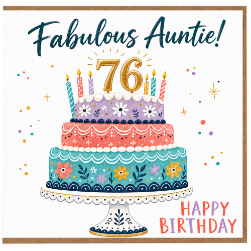 76th Birthday Card for Auntie, Fabulous Auntie Birthday Card