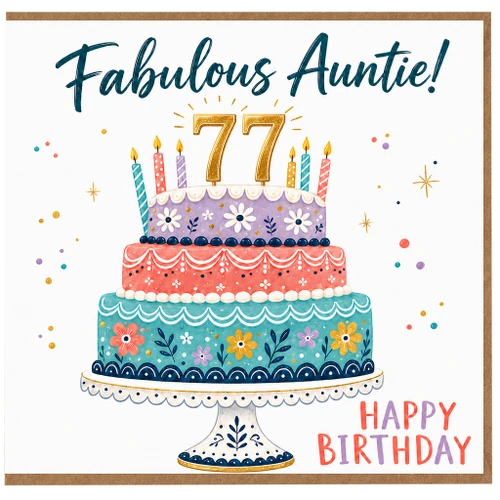 77th Birthday Card for Auntie, Fabulous Auntie Happy Birthday Card