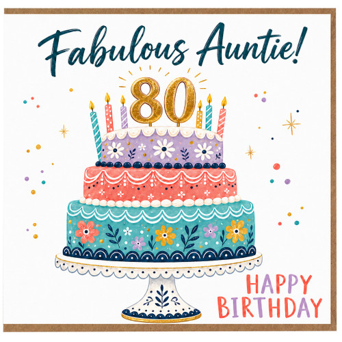 80th Birthday Card for Auntie, Fabulous Auntie Birthday Card