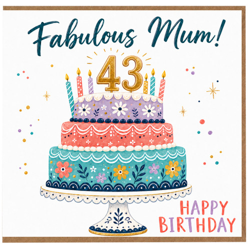 43rd Birthday Card for Mum, Fabulous Mum Happy Birthday Card
