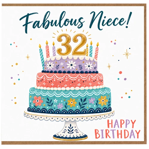 Niece 32nd Birthday Card, Fabulous Niece Happy Birthday Card