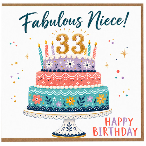 Niece 33rd Birthday Card, Fabulous Niece Happy Birthday Card