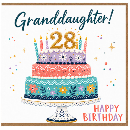 28th Birthday Card for Granddaughter - Happy Birthday Card