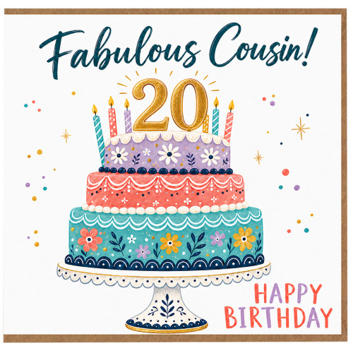 20th Birthday Card for Cousin, Fabulous Cousin Birthday Card