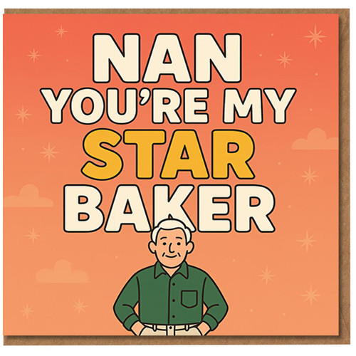 Nan You're My Star Baker Birthday Card - Cute Baking-Themed Card for Nan, Starry Background