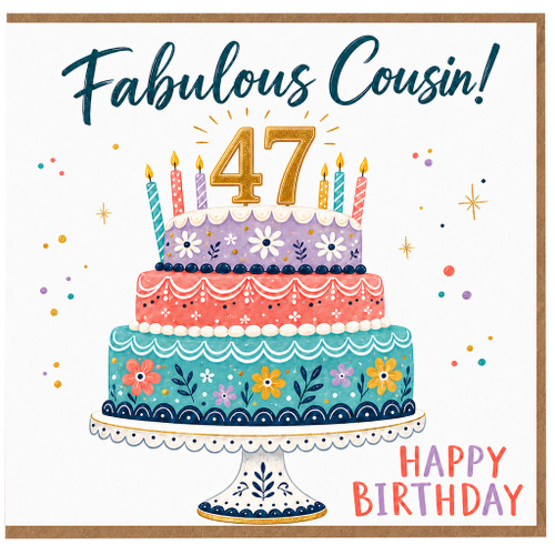 47th Birthday Card for Cousin, Fabulous Cousin Birthday Card