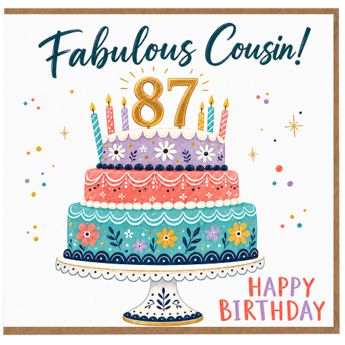 87th Birthday Card for Cousin, Fabulous Cousin Birthday Card, Happy Birthday Card