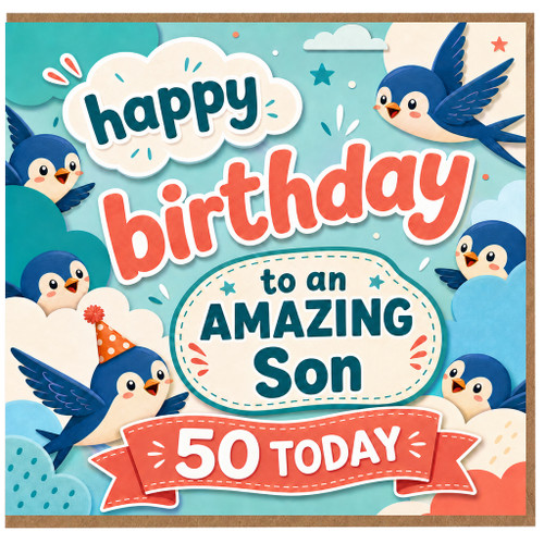 50th Birthday Card for Son, Amazing Son 50 Today Birthday Card