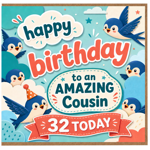 32nd Birthday Card for Cousin, Amazing Cousin Birthday Card