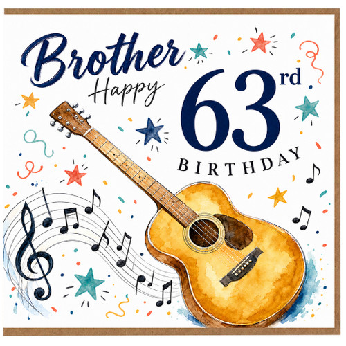 Brother 63rd Birthday Card, Musical Guitar Birthday Card
