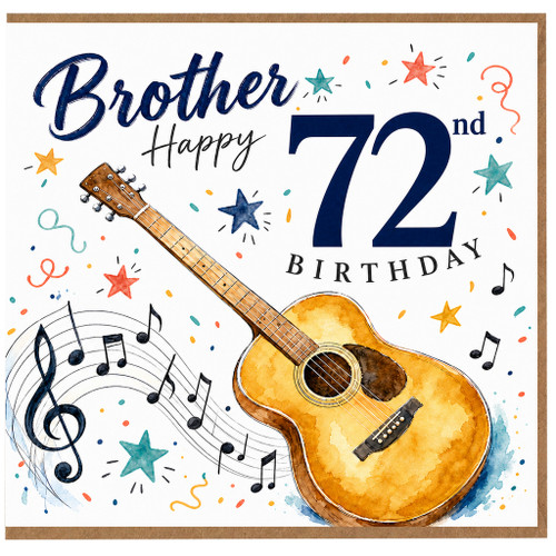 Brother 72nd Birthday Card, Musical Guitar Birthday Card