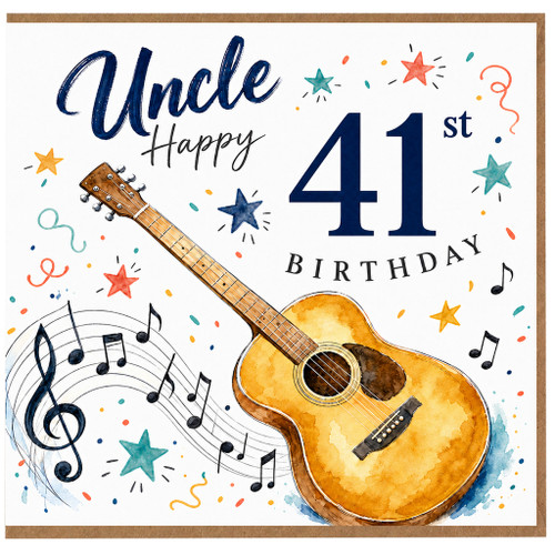 Uncle 41st Birthday Card, Musical Guitar Design