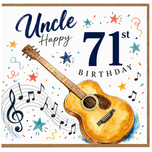 Uncle 71st Birthday Card, Musical Guitar Birthday Card