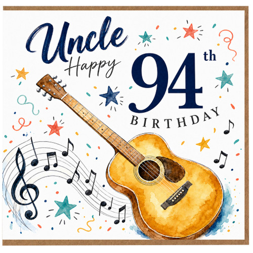 Uncle 94th Birthday Card, Music and Guitar Birthday Card