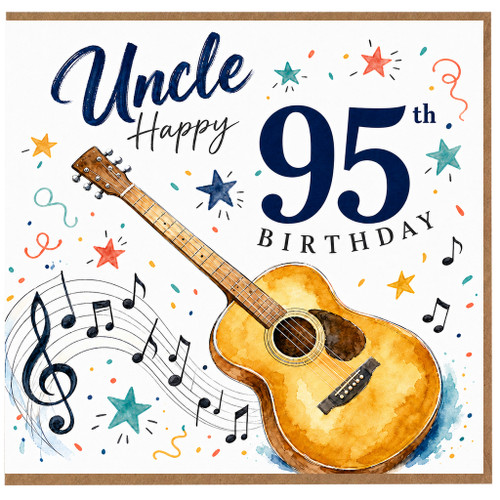 Uncle 95th Birthday Card, Musical Guitar Birthday Card