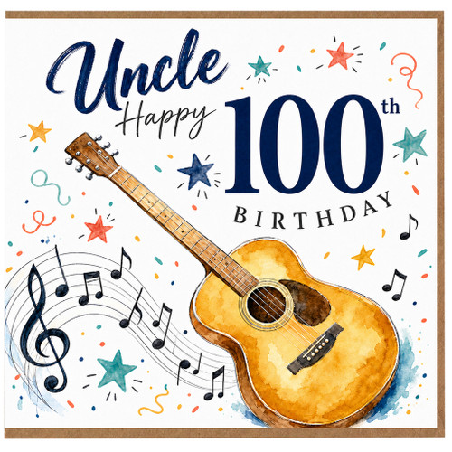 Uncle 100th Birthday Card, Musical Guitar 100th Birthday Card