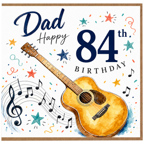 84th Birthday Card for Dad, Musical Guitar Birthday Card