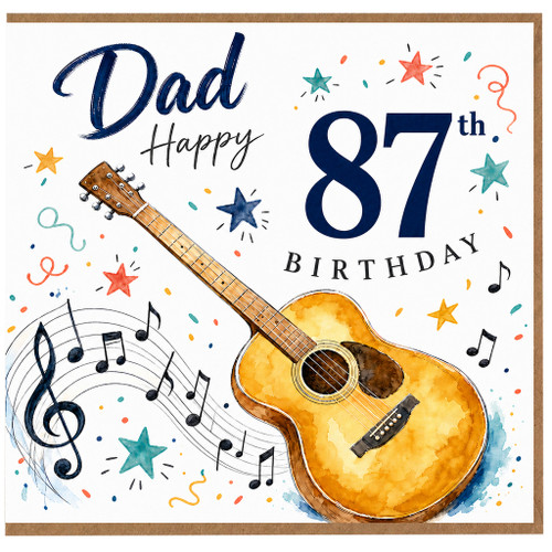 87th Birthday Card for Dad, Musical Guitar Birthday Card