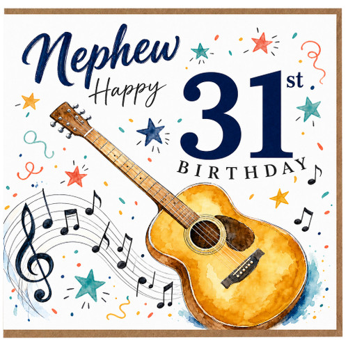Nephew 31st Birthday Card, Musical Guitar Design