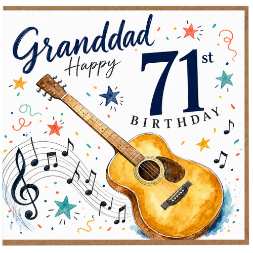 Granddad 71st Birthday Card, Music and Guitar Design