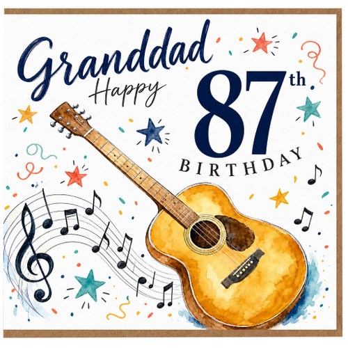 Granddad 87th Birthday Card, Guitar and Music Design