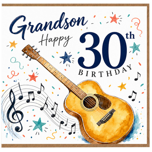 Grandson 30th Birthday Card, Musical Guitar Celebration Card