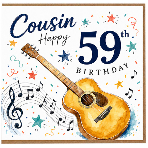 Cousin 59th Birthday Card, Musical Guitar Design