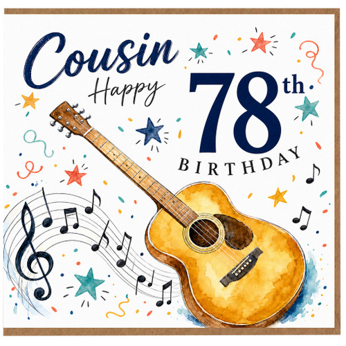Cousin 78th Birthday Card, Musical Guitar Design