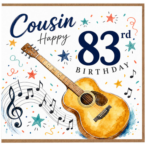 Cousin 83rd Birthday Card, Musical Guitar Birthday Card