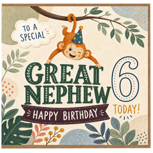 Great Nephew 6th Birthday Card