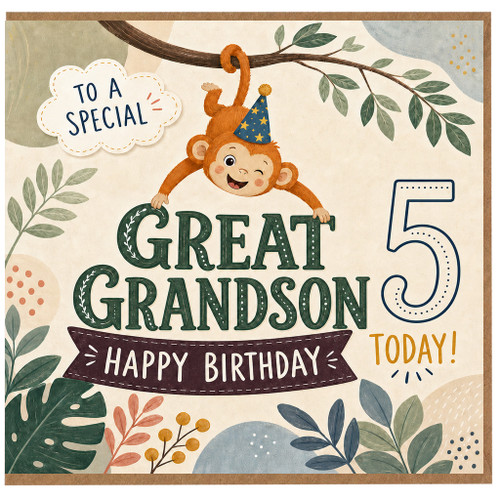 5th Birthday Card for Great Grandson, To A Special Great Grandson Happy Birthday Card