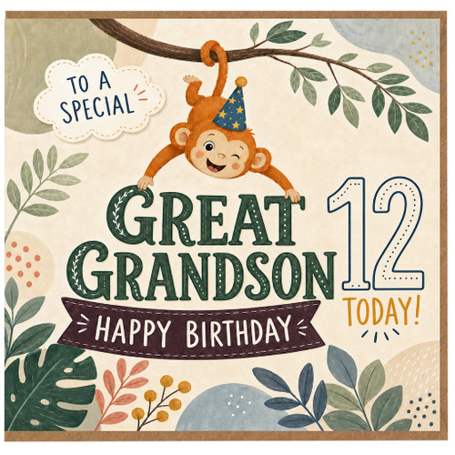 12th Grandson Birthday Card, Great Grandson 12 Today Happy Birthday Card