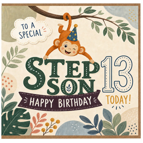 Step Son 13th Birthday Card, Happy Birthday To A Special Step Son Today