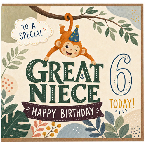 Great Niece 6th Birthday Card, Happy Birthday to a Special Great Niece Today
