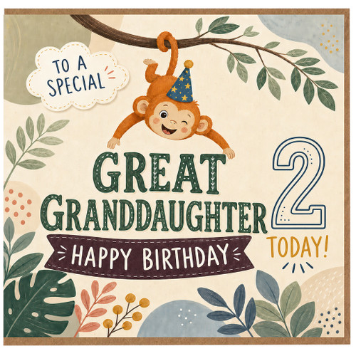 Great Granddaughter 2nd Birthday Card, To A Special Great Granddaughter 2 Today Happy Birthday