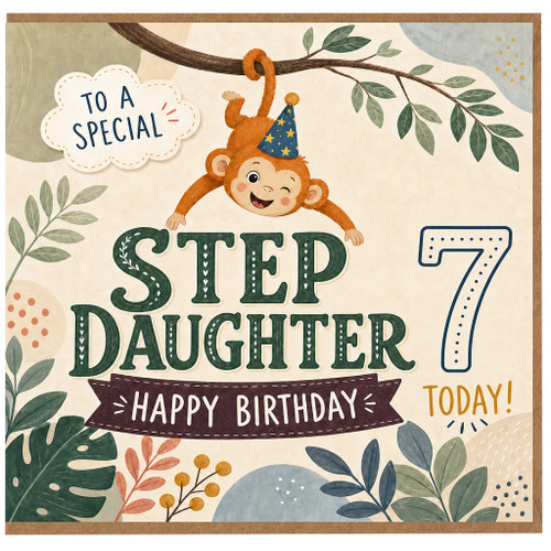 Step Daughter 7th Birthday Card, Happy Birthday to a Special Step Daughter