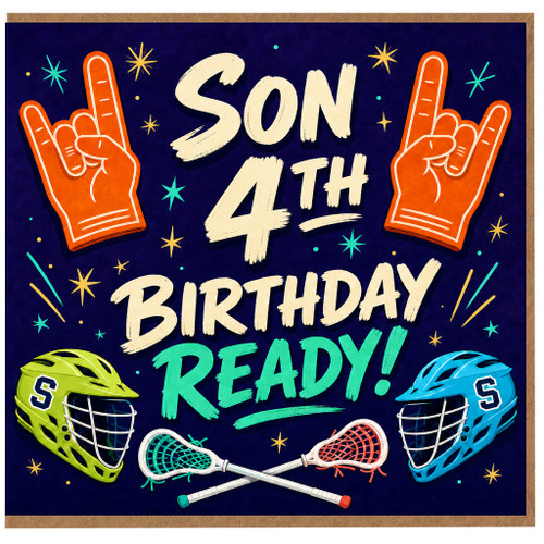 Son 4th Birthday Card, Sports Birthday Card for Son