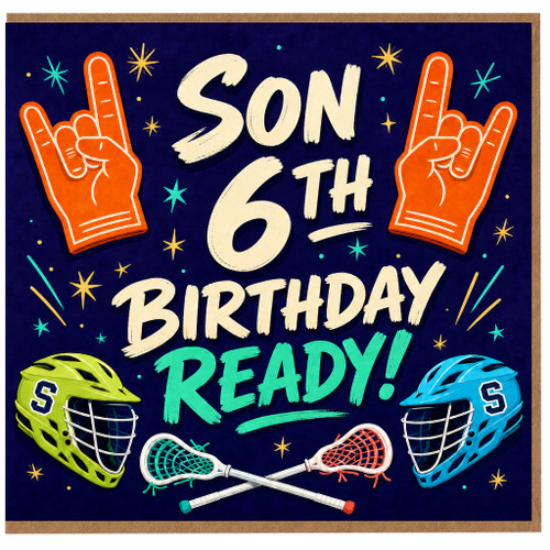 Son 6th Birthday Card - Lacrosse Sports Design