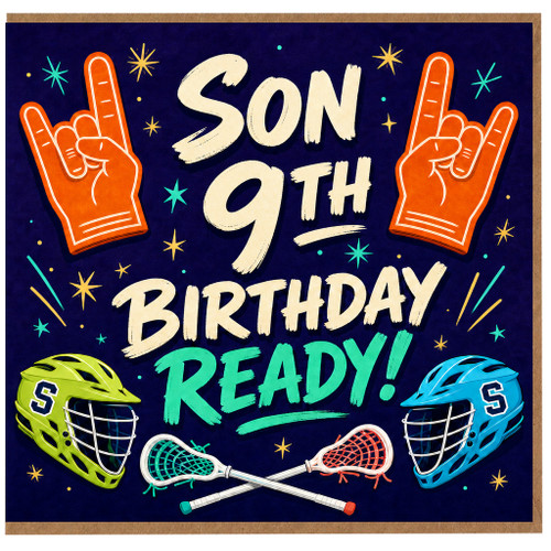 Son 9th Birthday Card, Sports Lacrosse Birthday Card